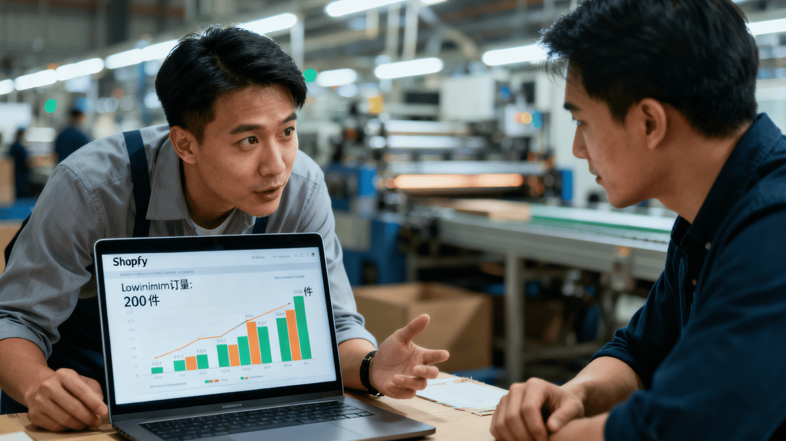 Startup brand presenting Shopify sales forecast to Chinese manufacturer for 200-unit MOQ 图片描述