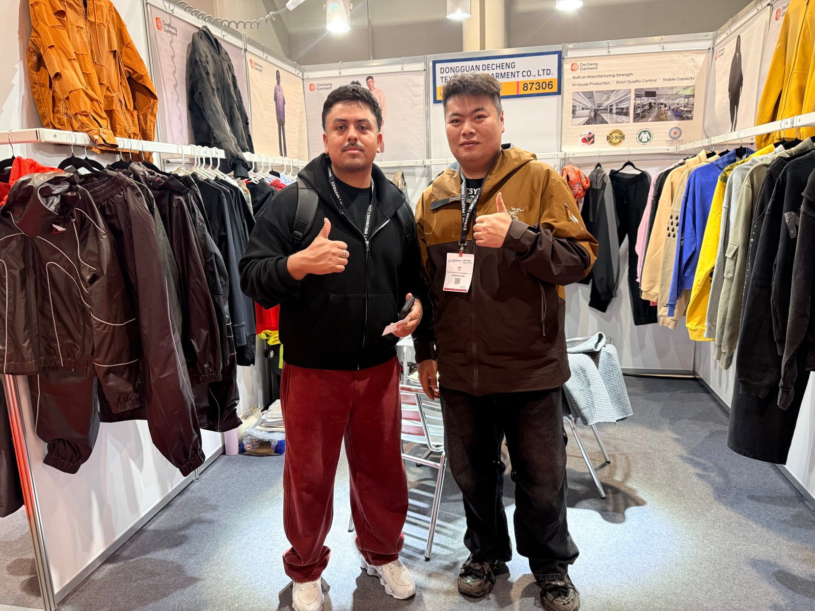 DeCheng Garment certifications  displayed at MAGIC trade show
